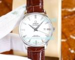 Omega Constellation Replica Watch White Dial Brown Leather Strap 40mm